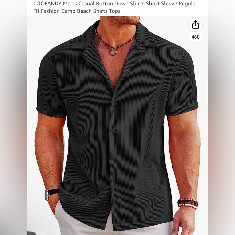 COOFANDY Men's Casual Button Down Shirts Short Sleeve Regular Fit